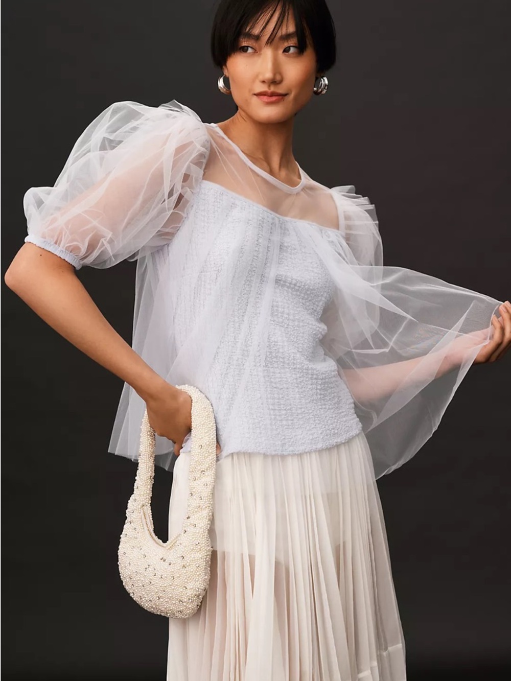 ANTHROPOLOGIE Sheer Puff-Sleeve Top